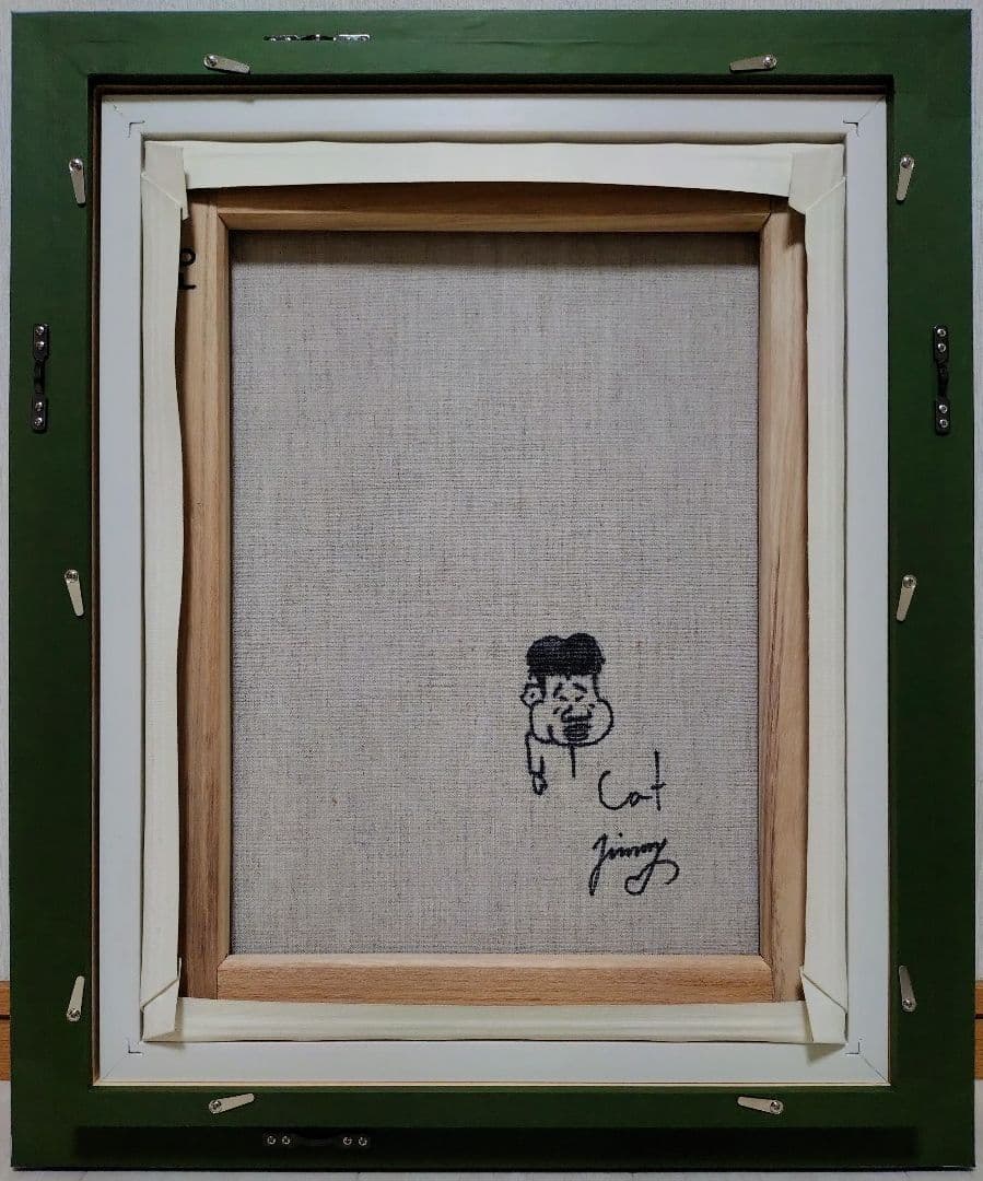 【F6号】ジミー大西【Cat】手描き/表裏サイン有り/油彩/アクリル/絵画/額縁