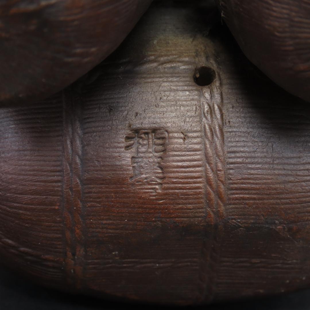 ⭕399 江戸時代末期 古備前 桃蹊堂印 珍しい俵立大黒 様 高22cm/七福神